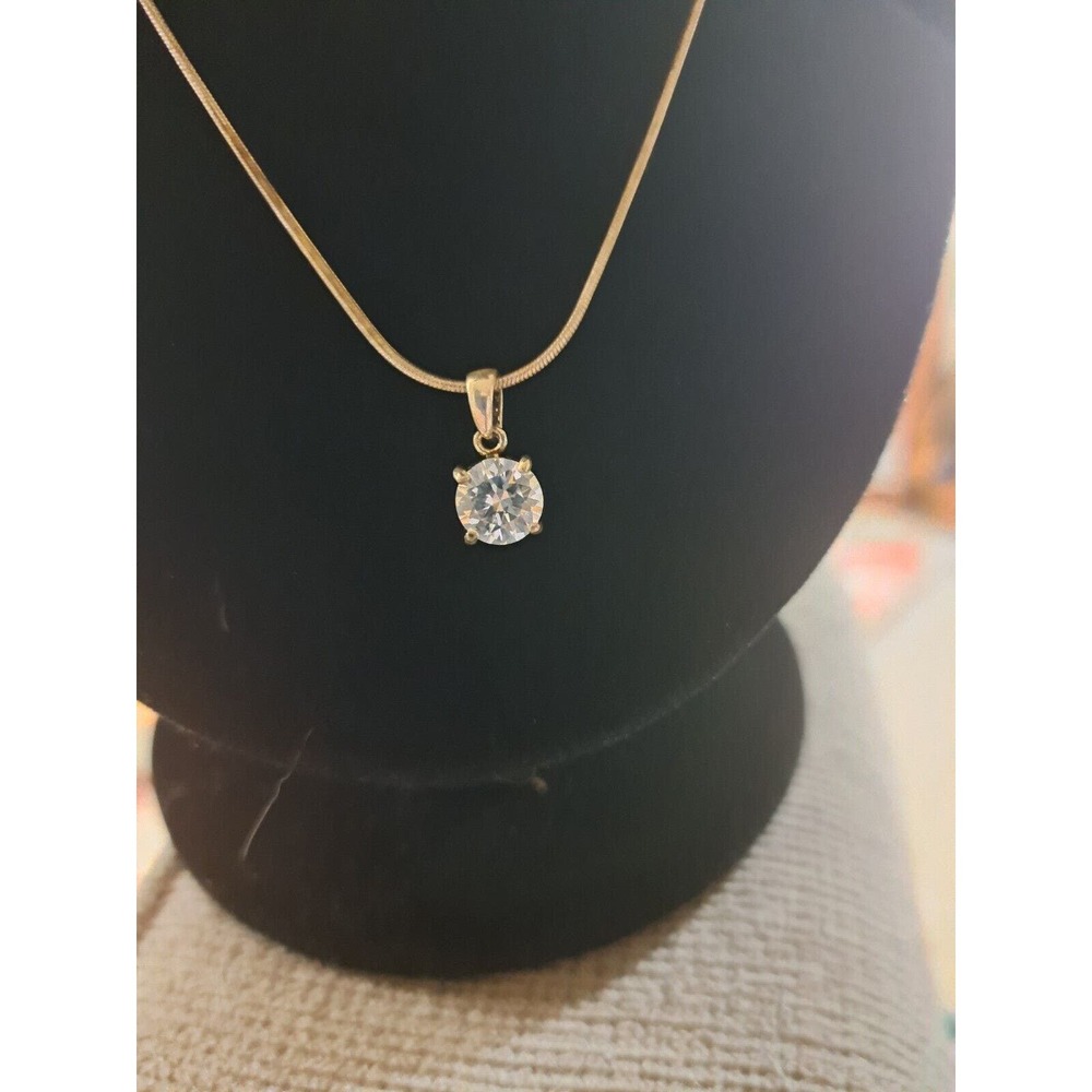 Avon Single CV Pendant Silvertone Chain Delicate Necklace